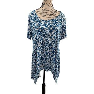 Philosophy Blue and White Shark Bite Hem Tunic Blouse NWT Size 0X